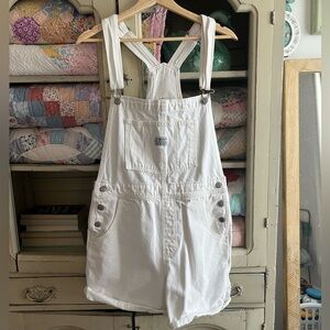 Levi's Premium White Denim Shortalls sz M